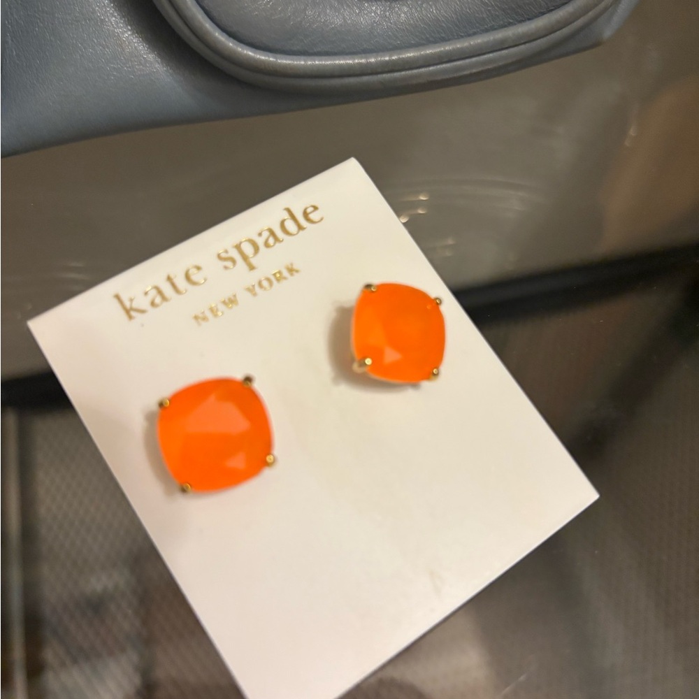 Kate spade bright orange studs nwt